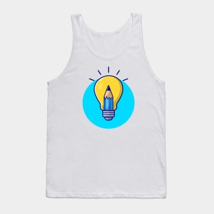 Lamp With Pencil Cartoon Vector Icon Illustration Tank Top